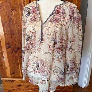 Silk Sundance Floral Bead Detail Top- M